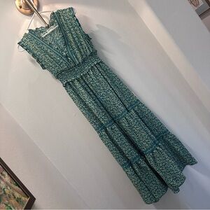 Max Studio Green Ruffled Tiered Sundress Maxi Small